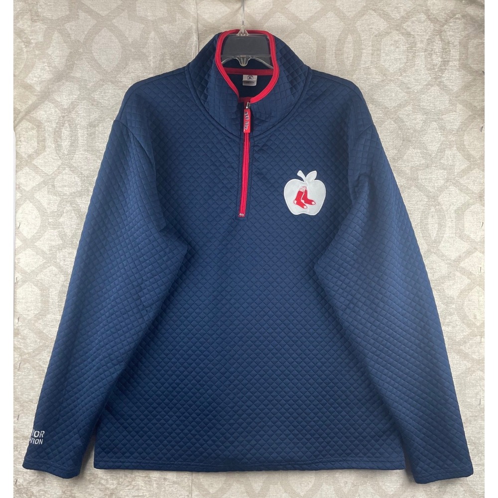 Success Brands Boston Red Sox Men Large Navy Blue Quilted 1/4 Zip Pullover